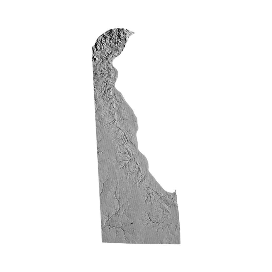 Delaware Terrain Map STL file for 3D printing and CNC routing, LightBurn and Vectric ready