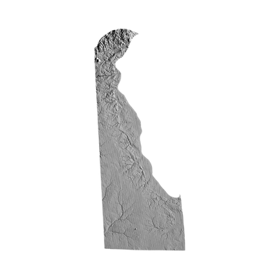 Delaware Terrain Map STL file for 3D printing and CNC routing, LightBurn and Vectric ready