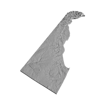 Delaware Terrain Map detail view, ready for 3D printing and CNC routing
