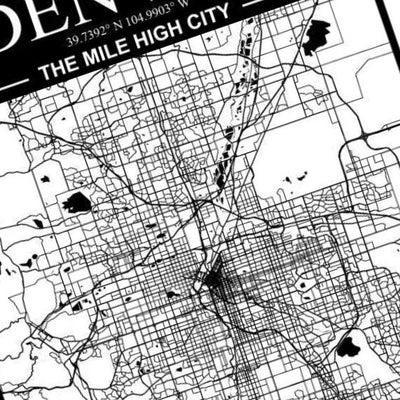 Denver, Colorado City Map detail view, ready for laser cutting and CNC routing