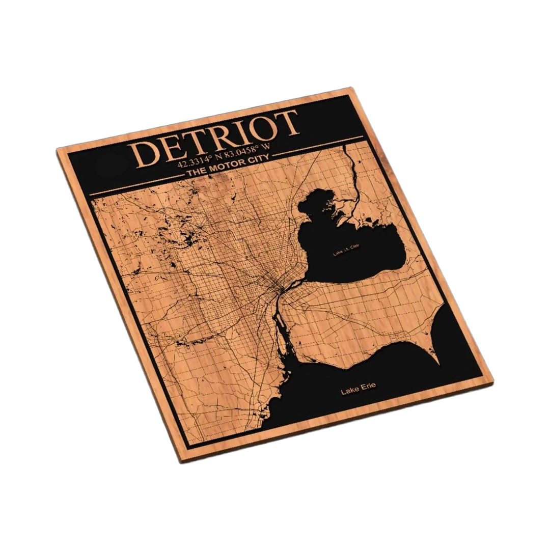 Detroit, Michigan City Map SVG file for laser cutting and CNC routing, LightBurn and Vectric ready