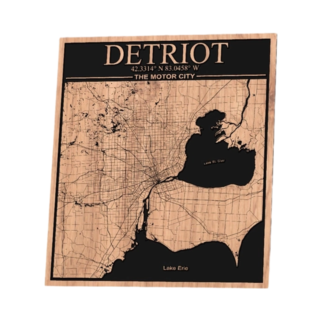 Detroit, Michigan City Map design preview, us states