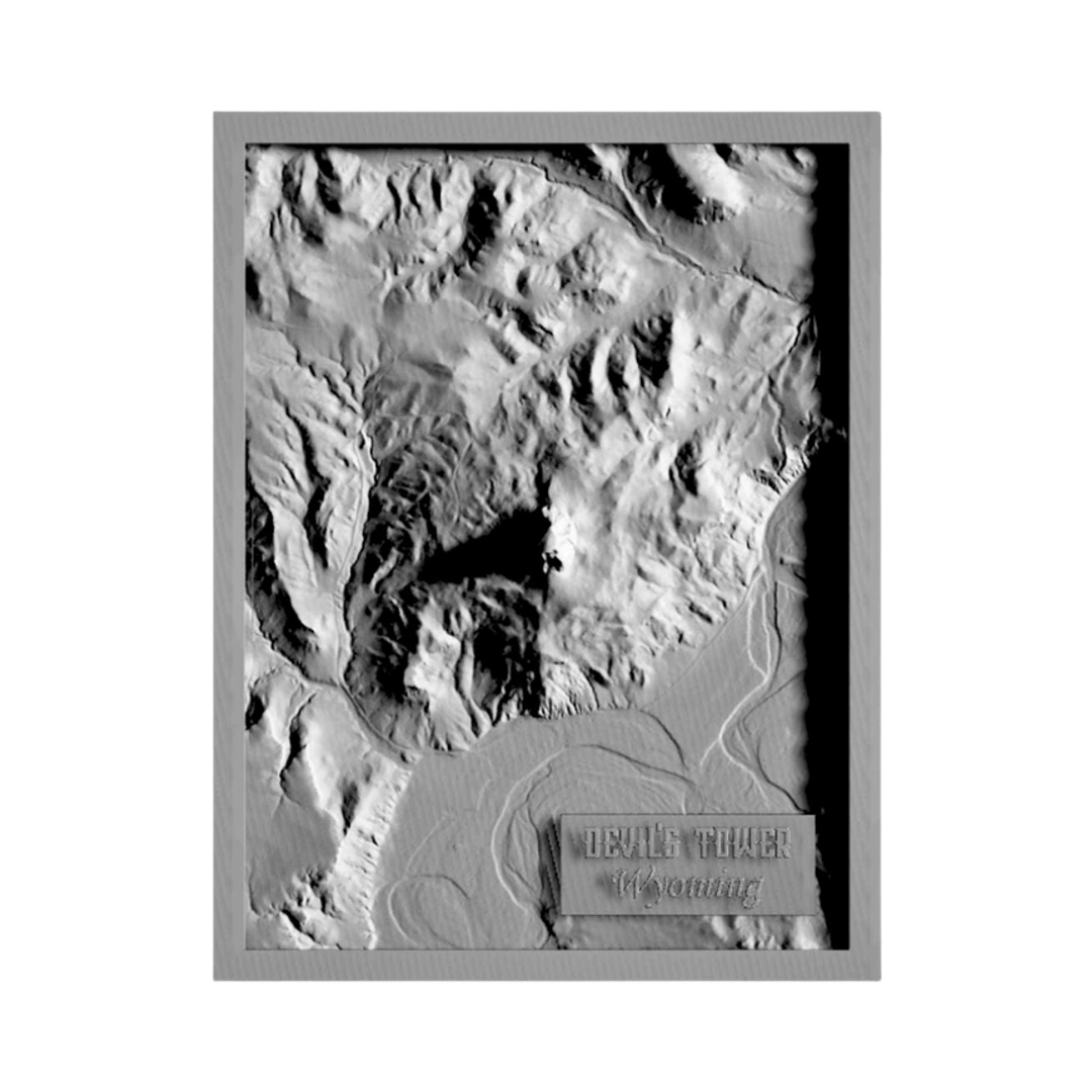Devil's Tower, Wyoming Terrain Map STL file for 3D printing and CNC routing, LightBurn and Vectric ready
