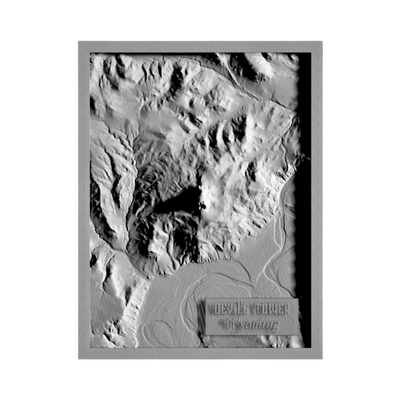 Devil's Tower, Wyoming Terrain Map STL file for 3D printing and CNC routing, LightBurn and Vectric ready