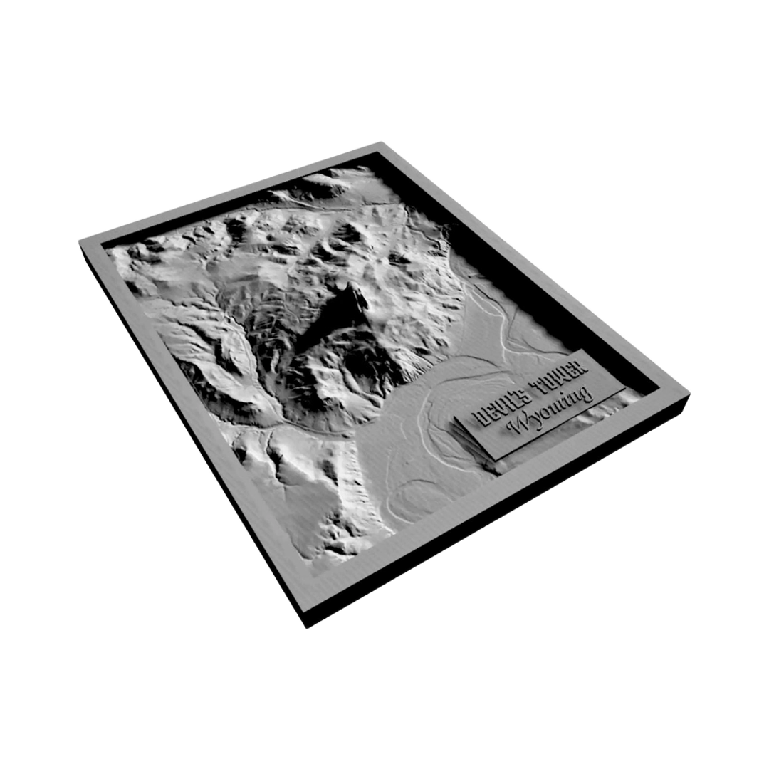 Devil's Tower, Wyoming Terrain Map detail view, ready for 3D printing and CNC routing