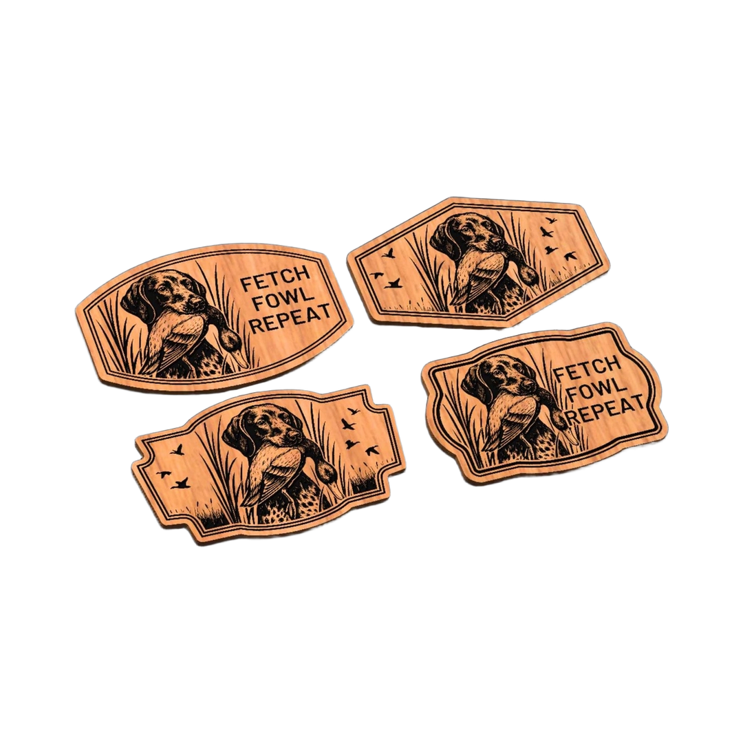 Dog Mallard Hunting Leather Patch SVG file for laser cutting and CNC routing, LightBurn and Vectric ready