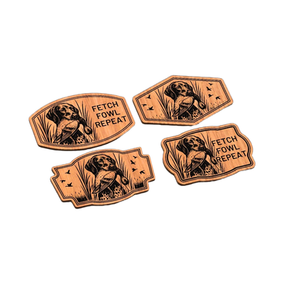 Dog Mallard Hunting Leather Patch SVG file for laser cutting and CNC routing, LightBurn and Vectric ready