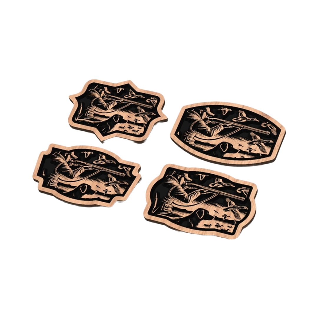 Duck Hunting Leather Patch detail view, ready for laser cutting and CNC routing