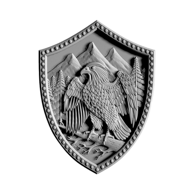 Eagle Shield STL file for 3D printing and CNC routing, LightBurn and Vectric ready