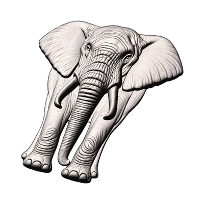 Elephant Front detail view, ready for 3D printing and CNC routing