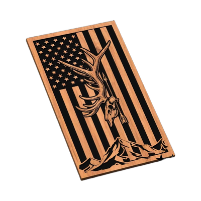 Elk Hunt U.S. Flag SVG file for laser cutting and CNC routing, LightBurn and Vectric ready