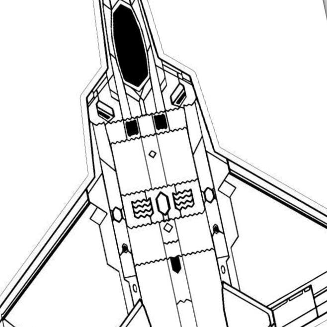 F-22 Raptor detail view, ready for laser cutting and CNC routing