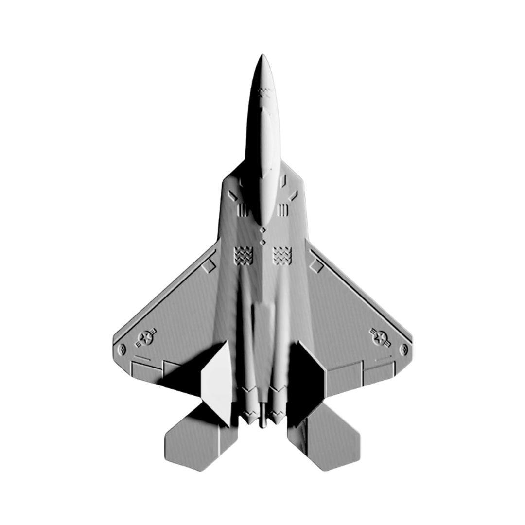 F-22 Raptor Aircraft STL file for 3D printing and CNC routing, LightBurn and Vectric ready