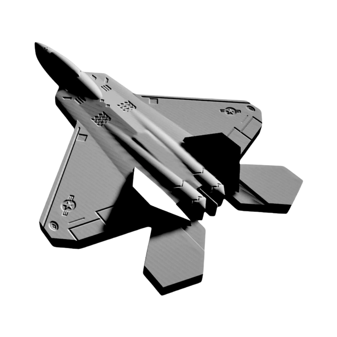 F-22 Raptor Aircraft detail view, ready for 3D printing and CNC routing