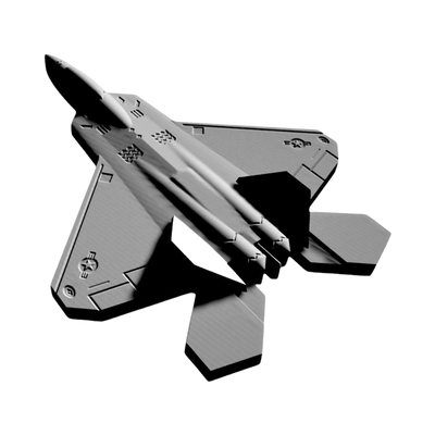 F-22 Raptor Aircraft detail view, ready for 3D printing and CNC routing