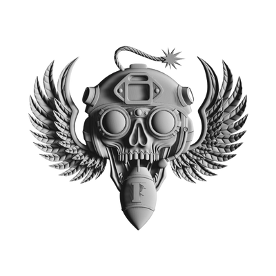 F Bomb Skull Operator STL file for digital crafting, LightBurn and Vectric ready