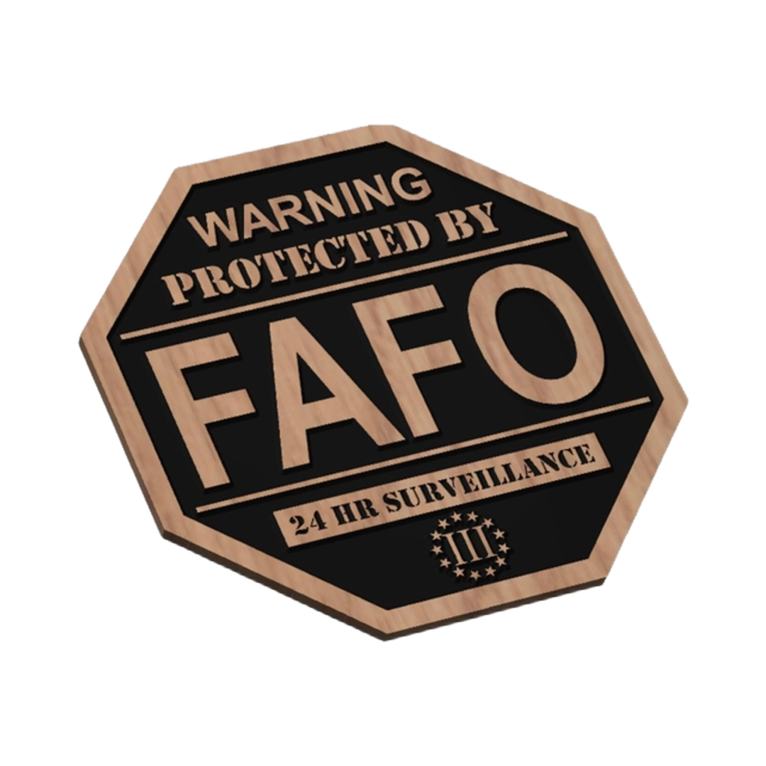 Fafo Security Sign detail view, ready for laser cutting and CNC routing