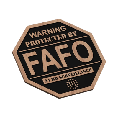 Fafo Security Sign detail view, ready for laser cutting and CNC routing