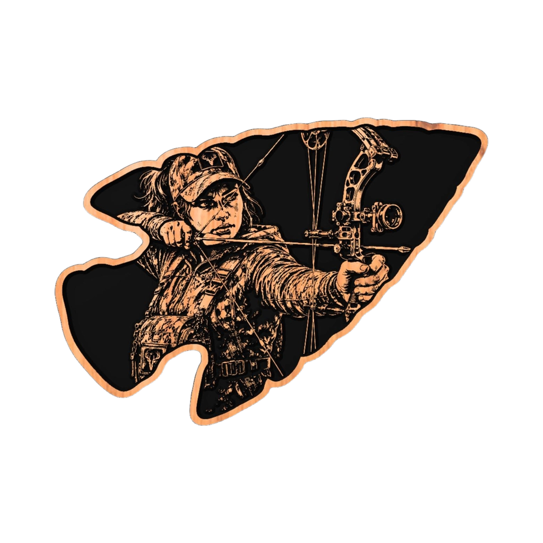 Female Hunter Arrowhead SVG file for digital crafting, LightBurn and Vectric ready