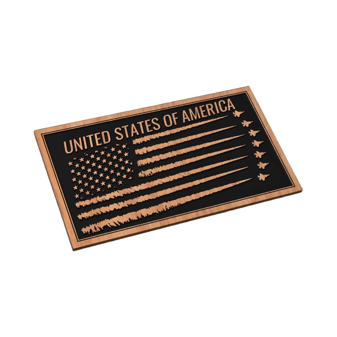 Fighter Jet USA Flag SVG file for laser cutting and CNC routing, LightBurn and Vectric ready