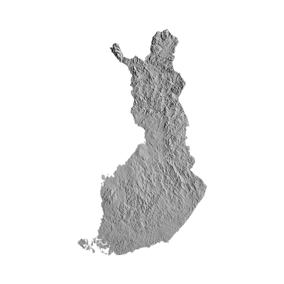 Finland Terrain Map STL file for 3D printing and CNC routing, LightBurn and Vectric ready
