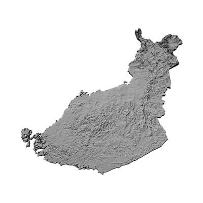Finland Terrain Map detail view, ready for 3D printing and CNC routing