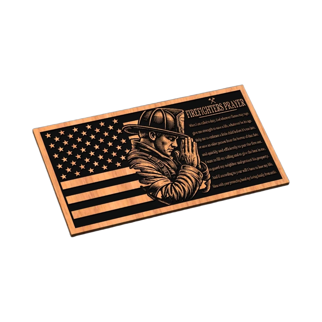 Firefighter Prayer SVG file for laser cutting and CNC routing, LightBurn and Vectric ready