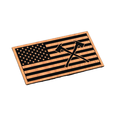 Firefighter U.S. Flag with Crossed Axes SVG file for laser cutting and CNC routing, LightBurn and Vectric ready