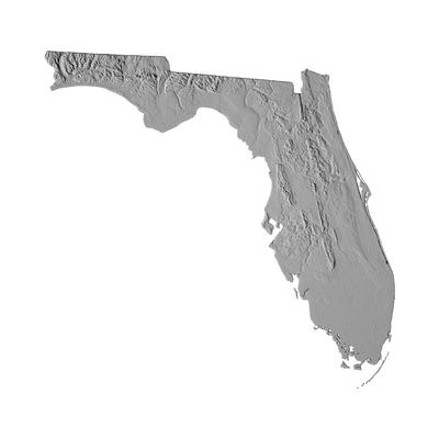Florida Terrain Map STL file for 3D printing and CNC routing, LightBurn and Vectric ready