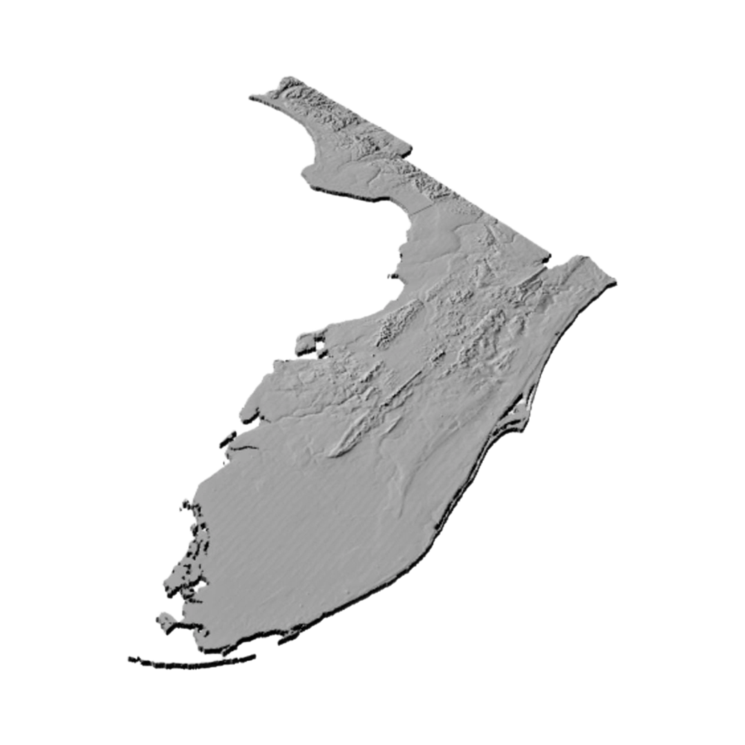 Florida Terrain Map detail view, ready for 3D printing and CNC routing