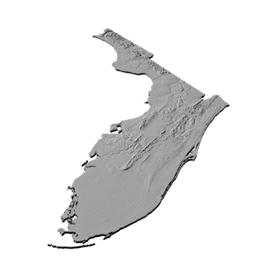 Florida Terrain Map detail view, ready for 3D printing and CNC routing
