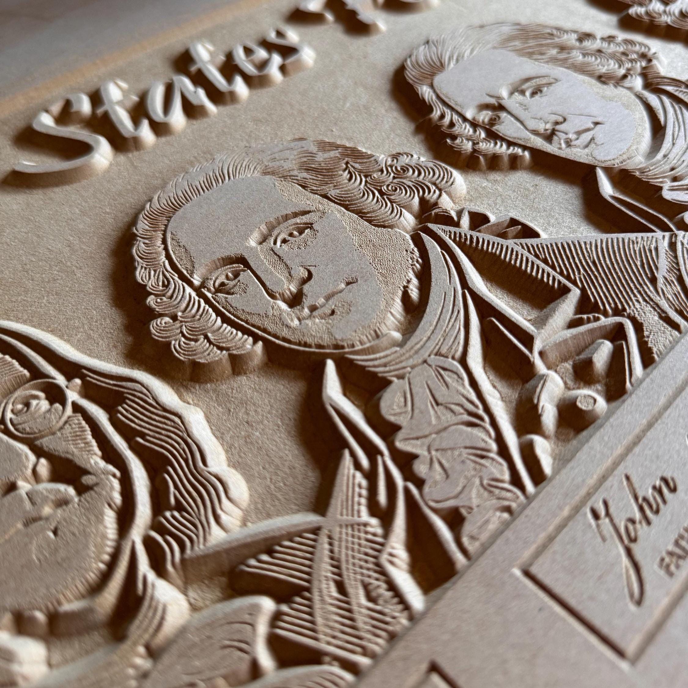 Founding Fathers Sign detail view, ready for laser cutting and CNC routing