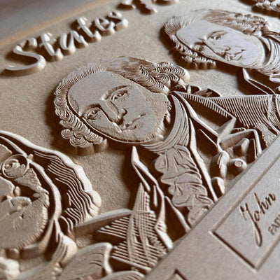 Founding Fathers Sign detail view, ready for laser cutting and CNC routing