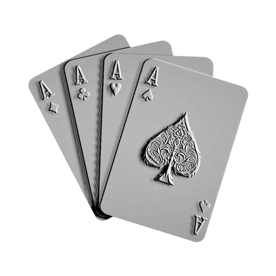 Four of a kind Aces Poker Cards STL file for 3D printing and CNC routing, LightBurn and Vectric ready