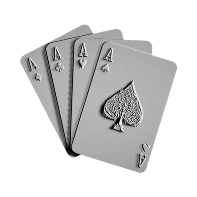Four of a kind Aces Poker Cards STL file for 3D printing and CNC routing, LightBurn and Vectric ready