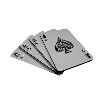 Four of a kind Aces Poker Cards detail view, ready for 3D printing and CNC routing