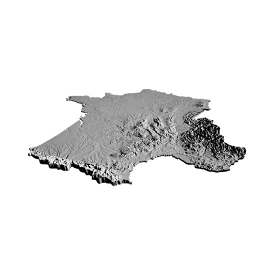 France Terrain Map detail view, ready for 3D printing and CNC routing