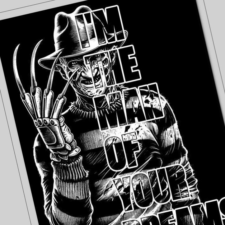 Freddy Krueger detail view, ready for laser cutting and CNC routing
