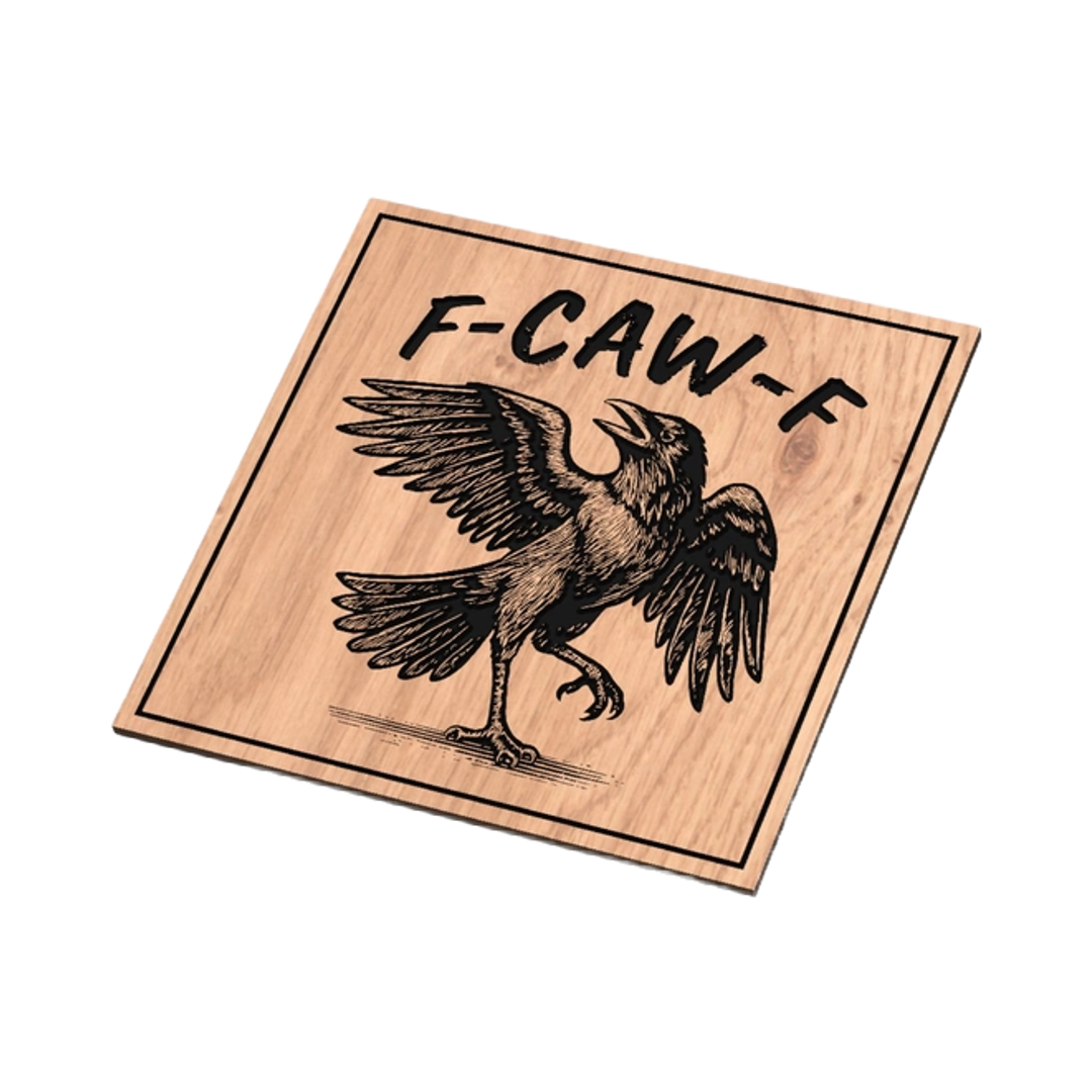 F-CAW-F Funny Crow detail view, ready for laser cutting and CNC routing