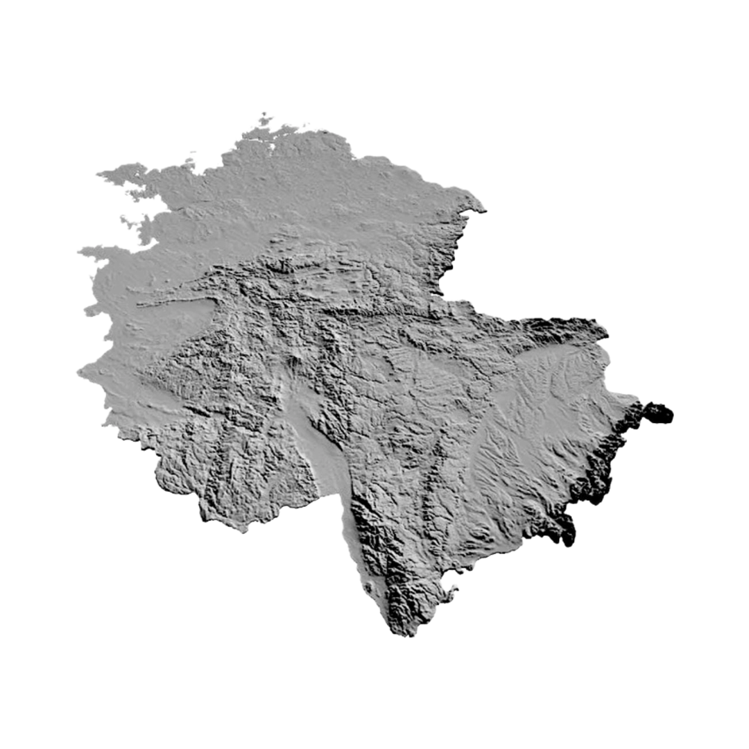 Germany Terrain Map detail view, ready for 3D printing and CNC routing