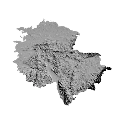 Germany Terrain Map detail view, ready for 3D printing and CNC routing