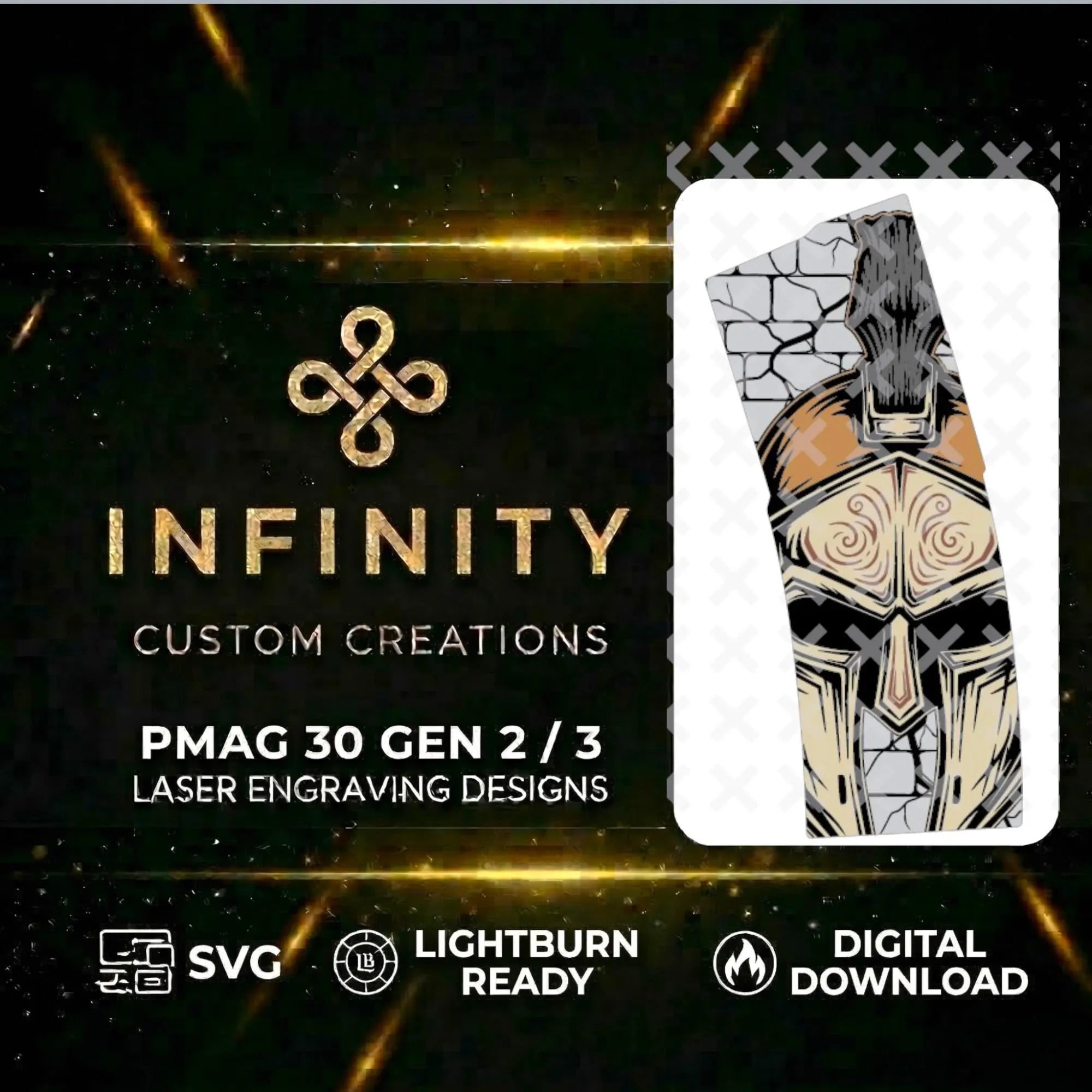 Gladiator Spartan MAG SVG file for digital crafting, LightBurn and Vectric ready