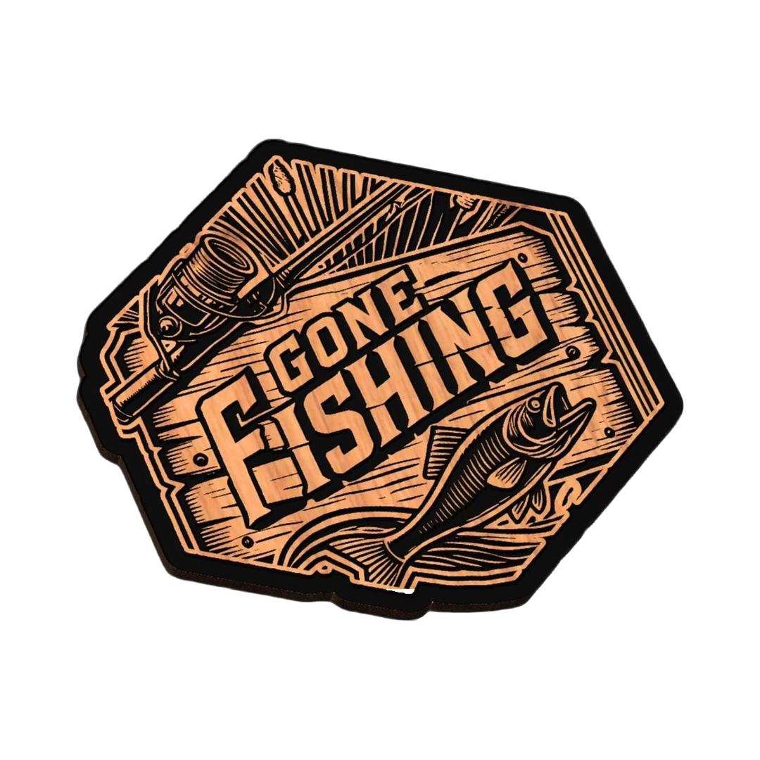 Gone Fishing SVG file for laser cutting and CNC routing, LightBurn and Vectric ready