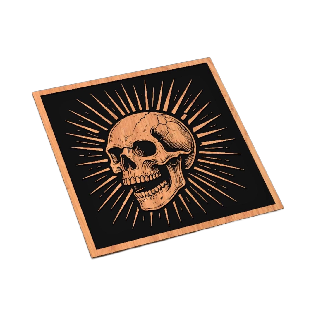 Gothic Sunburst Skull SVG file for laser cutting and CNC routing, LightBurn and Vectric ready
