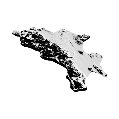 Grand Teton National Park Terrain Map detail view, ready for 3D printing and CNC routing