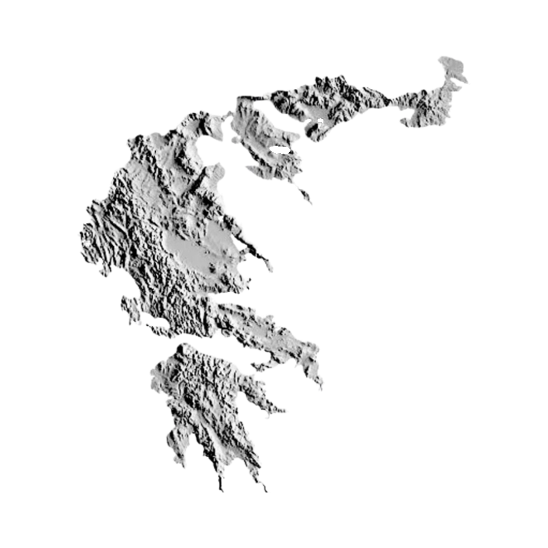 Greece Terrain Map STL file for 3D printing and CNC routing, LightBurn and Vectric ready