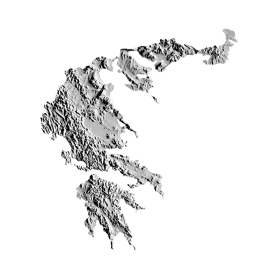 Greece Terrain Map STL file for 3D printing and CNC routing, LightBurn and Vectric ready
