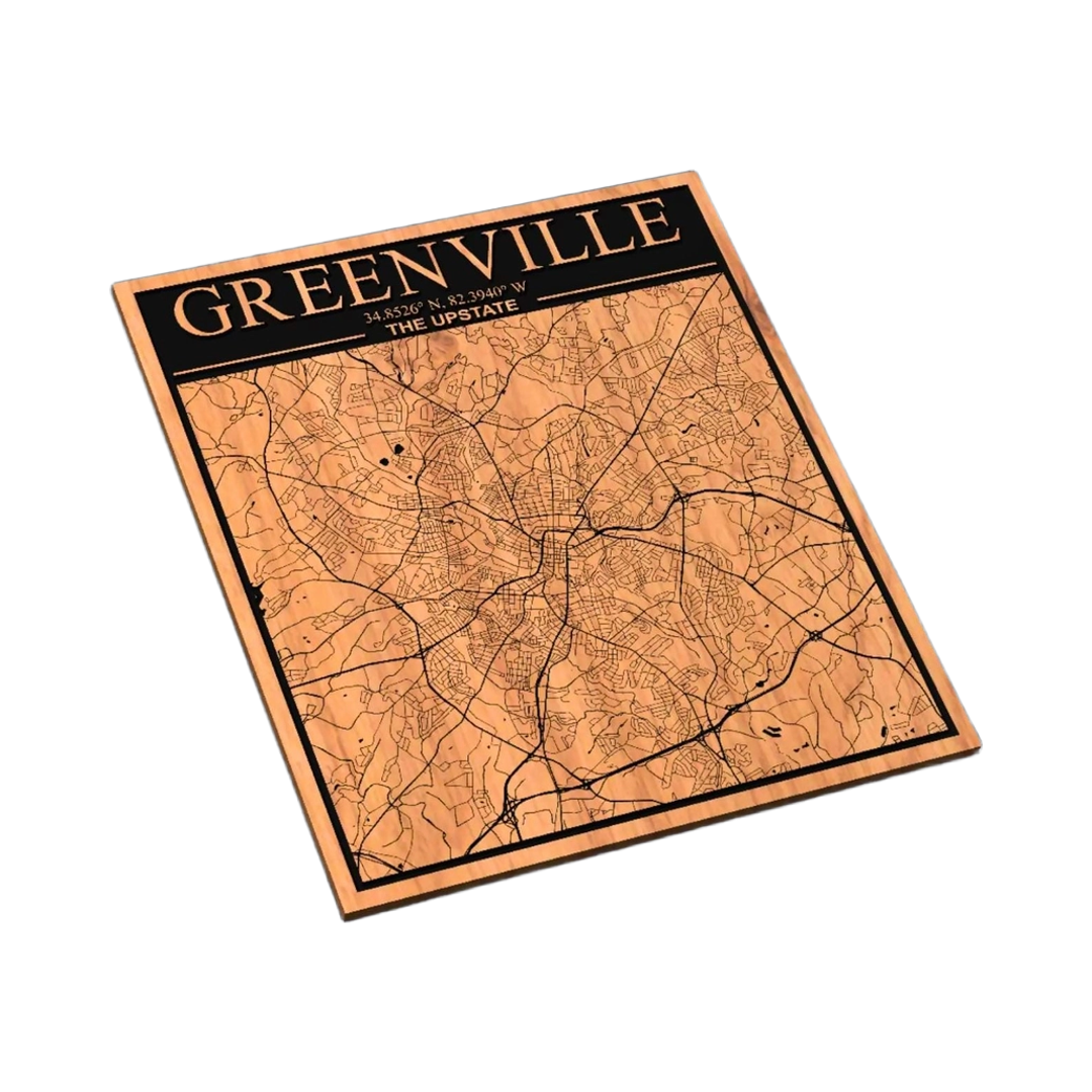 Greenville, South Carolina City Map SVG file for laser cutting and CNC routing, LightBurn and Vectric ready
