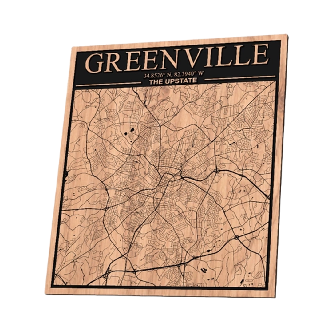Greenville, South Carolina City Map design preview, us states