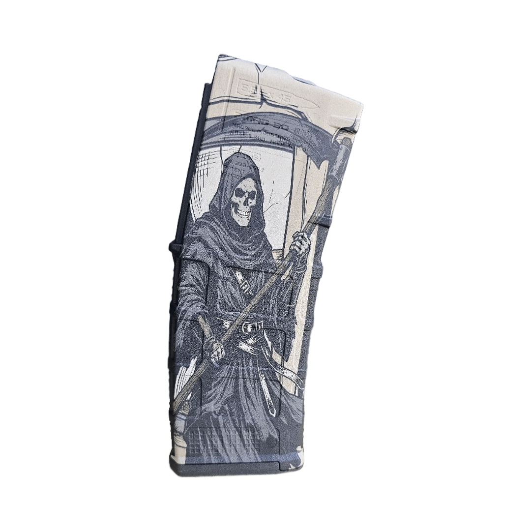 Grim Reaper MAG Fiber Laser Engraving Design detail view, ready for digital crafting